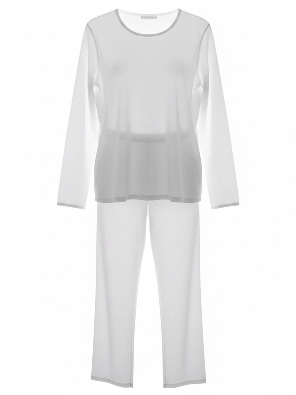 Soft Long-Sleeve White Pajama Set for Women